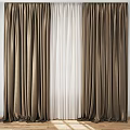 Luxurious Brown Curtains With White Sheer Panels For Home Window Decoration