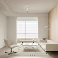 Minimalist Modern Living And Dining Room Interior With Wooden Furniture Sofa And Pendant Light