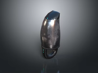 Modern Computer Tech Device With Silver Metallic Finish And Green LED Indicators 3d model