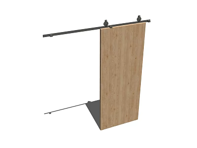 Wooden Barn Door with Sliding Metal Track and Hardware for Interior Design 3d model