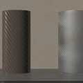 Modern Decorative Columns With Brown Spiral Pattern And Silver Perforated Design 3d model