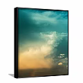 Stunning Cloudy Sky Image With Blue Green Yellow Tones And Fluffy Cloud Formations
