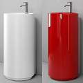 Modern Cylindrical Washbasin in White and Red for Stylish Bathroom Interiors