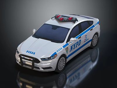 NYPD Police Patrol Car With Red Blue Emergency Lights And Markings 3d model