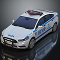 NYPD Police Patrol Car With Red Blue Emergency Lights And Markings