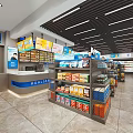 Well Organized Supermarket With Shelves Stocked Full Of Daily Essentials And Bright Lighting