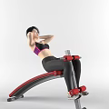Woman Doing Sit Ups On Red And Silver Fitness Equipment In Sportswear