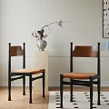 Modern Leisure Chair With Wooden Backrest Black Frame And Orange Cushion