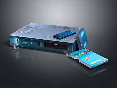 Modern Digital DVD Player Device With Remote Control And Colorful Disc 3d model