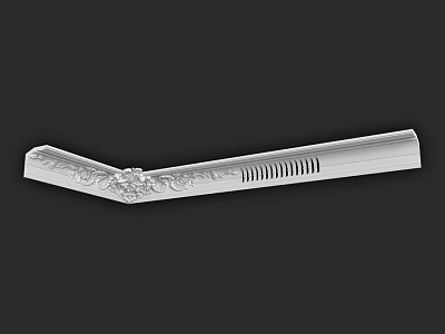 White Decorative Component Featuring Intricate Carved Patterns And Elongated Design 3d model