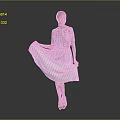 Woman Lifting Patterned Dress Standing With High Heels On Gray Background