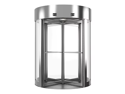 Stainless Steel Revolving Door With Glass Panels For Commercial Entrance 3d model
