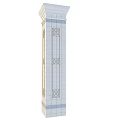 White Decorative Stone Column With Intricate Geometric Patterns And Blue Gray Borders 3d model