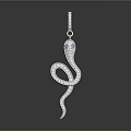Silver Snake Shaped Pendant With Blue Gemstone Eyes And Sparkling Diamonds
