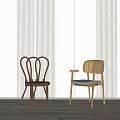 Stylish Leisure Chairs With Unique Designs Against Striped Wall And Wooden Floor