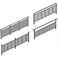 Metal Railings Featuring Vertical Bars And Various Structural Designs For Outdoor Applications 3d model