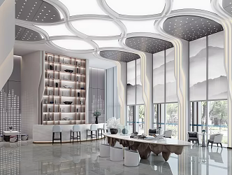 Modern negotiation area sales office sales center front desk lobby rest area 3d model