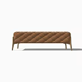 Stylish Brown Sofa Bench With Diamond Tufted Upholstery and Golden Metal Legs