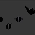 Cartoon Black And White Character Figurines In Different Sizes Standing On Reflective Surface