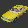 Yellow Taxi Sedan With Roof Sign And Exterior View On Black Background