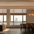 Luxurious Box Interior Design With Long Table Chairs Chandelier And Natural Light