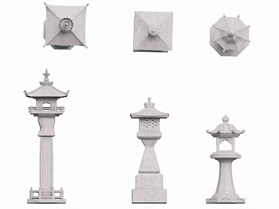 New Chinese Stone Lantern 3d model