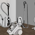 Various Style Vacuum Cleaners With Modern Design For Home Use On Wooden Floor