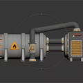 Industrial Heavy Duty Equipment With Cylindrical Body Pipes Gears Copper Coils And Yellow Parts