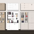 Various Modern Bookcases In Beige White Gray With Glass Doors Drawers And Shelves