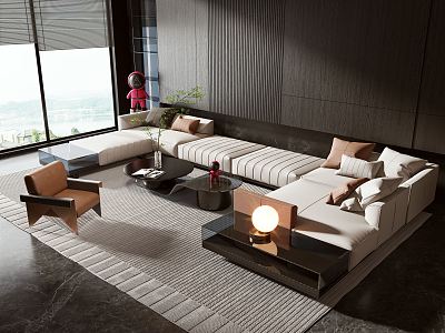 Modern sofa coffee table combination 3d model