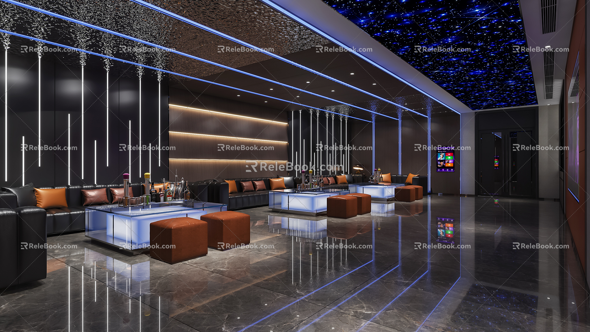 Modern KTV Entertainment Water Bar Room 3d model