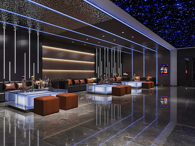 Modern Luxury KTV Interior Design With Starry Ceiling Sofa Seating And Bar Counter 3d model