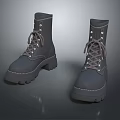 Black Leather Lace Up Ankle Boots With Chunky Sole And Stylish Design