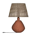 Wicker Shade Table Lamp With Metallic Copper Rounded Base For Home Decor 3d model