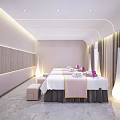 SPA Sauna Interior Design With Two Massage Beds Circular Lighting And Marble Floor