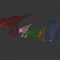 Dinosaur Models Collection Featuring Different Species And Various Sizes On Dark Reflective Surface 3d model