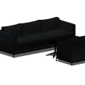 Modern Black Sectional Sofa Set With Three Seater and Single Seater Units 3d model