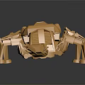 Golden Mechanical Spider Structure With Metallic Legs And Geometric Design