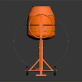 Orange Portable Concrete Mixer With Stand And Wheels For Construction Work 3d model