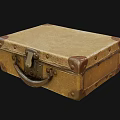 Vintage Suitcase With Fabric Exterior Leather Corners And Metal Lock Handle