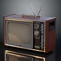 Vintage Sony Television with Wooden Case Antennas and Control Panel Knobs 3d model