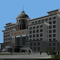 Chinese Style Multi Storey Office Building With Dome Entrance Steps And Surrounding Trees