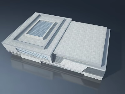 Contemporary Cultural Building Featuring Intricate Lattice Windows And Stone Facade 3d model