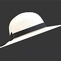 Classic Ivory Wide Brim Straw Hat Adorned With Black Bow Detail