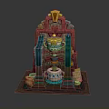 Colorful Traditional Decorative Furniture With Multi Layered Structure Ceramic Jars And Woven Baskets
