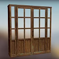 Vintage Wooden Double Doors With Glass Panes And Classic Frame Design