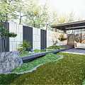 Modern Courtyard Garden 3d model