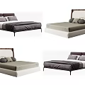 Modern Double Bed Interior Designs With Upholstered Headboards And Soft Pillows 3d model