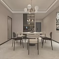 Modern Living Dining Room Interior With Sofa Armchair Dining Table Lighting Fixtures And Plant
