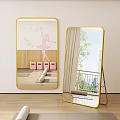 Gold Framed Wall And Floor Mirrors Featuring Ballet Sticker Pink Bins Yoga Mat Tree View